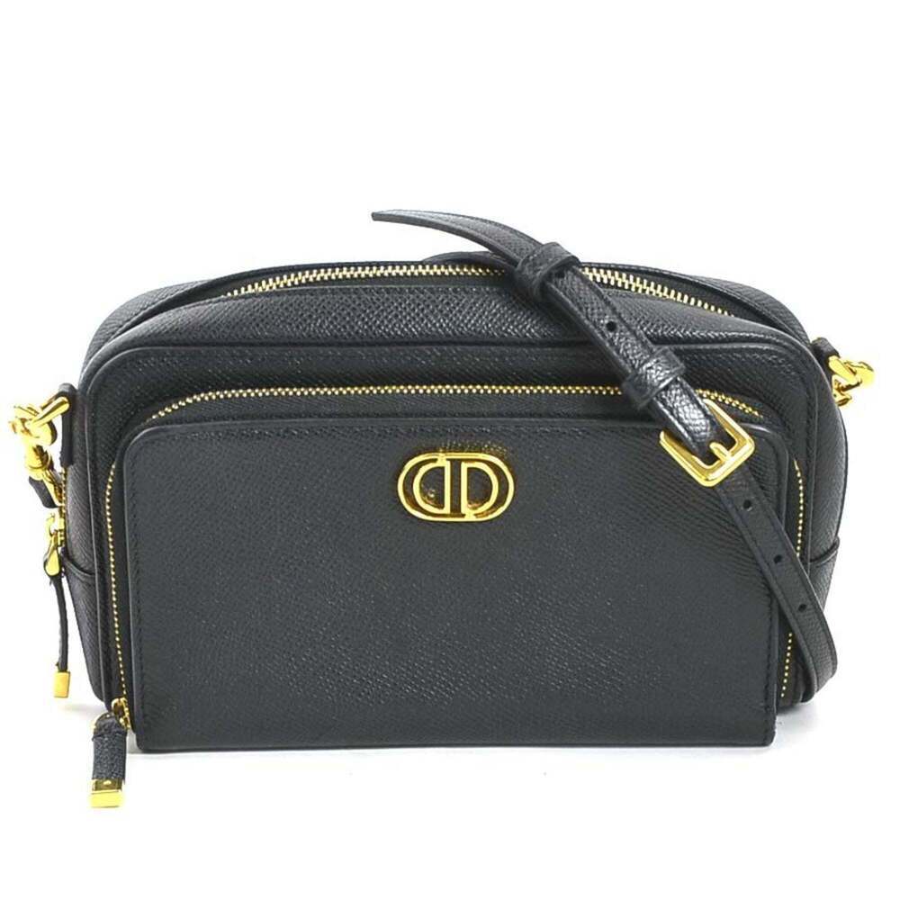 CHRISTIAN DIOR Black Leather Shoulder Bag